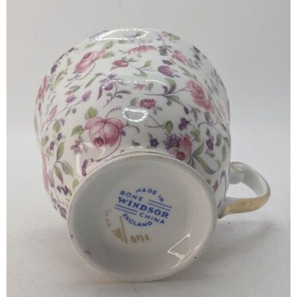 Windsor Chintz Teacup and Saucer Pink Roses Fine Bone China Gold Trim Vintage - Picture 9 of 10
